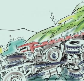 धनकुटामा टिपर दुर्घटना हुँदा २ जनाको मृत्यु